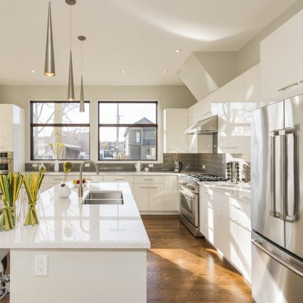 A beautiful shot of a modern house kitchen